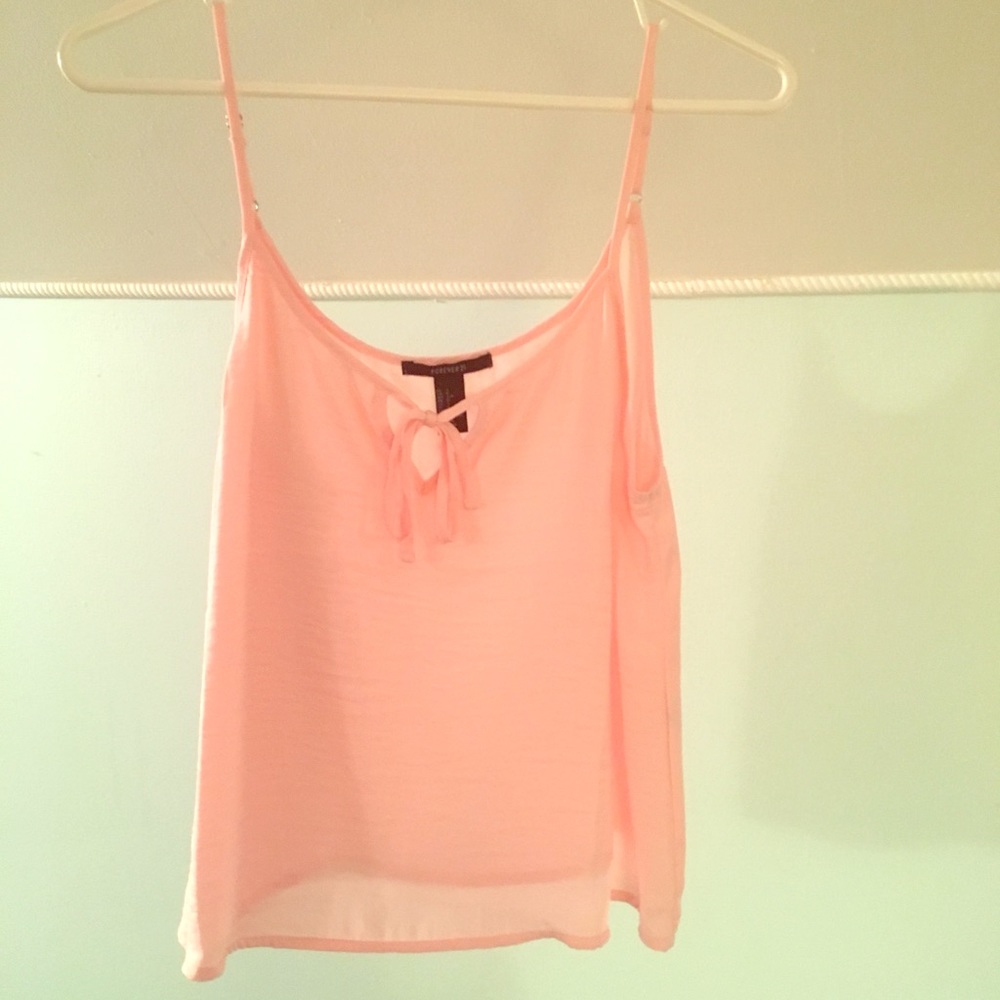 Pink front tie tank top